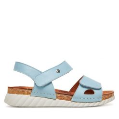 Sandały Comfortabel. Niebieskie sandały damskie Comfortabel, bez wzorów, bez obcasa, na płaskiej podeszwie, bez zapięcia. Za 379.99 zł.