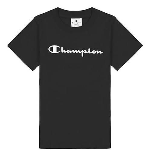 Koszulka sportowa dziewczęca Champion Crewneck Tshirt. Czarne bluzki dla dziewczynek Champion, bez wzorów, bez kołnierzyka, bez ramiączek. Za 59.00 zł.