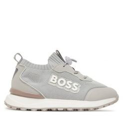 Sneakersy BOSS. Szare trampki i tenisówki chłopięce Boss, bez wzorów, bez zapięcia. Za 589.99 zł.