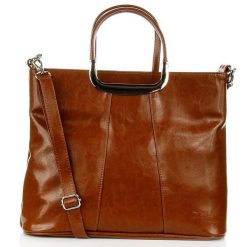 Torebka skórzana damska elegancka DAN-A T280 camel. Brązowe torebki do ręki damskie DAN-A, bez wzorów, ze skóry, eleganckie, bez dodatków. Za 349.99 zł.