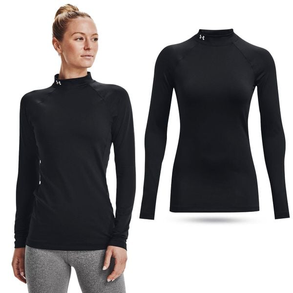 Koszulka termiczna damska Under Armour ColdGear Authentics golf. Czarne bluzy sportowe damskie Under Armour, s, bez wzorów, bez kołnierzyka, bez ramiączek, do biegania. W wyprzedaży za 149.00 zł.