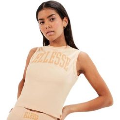 Koszulka treningowa damska Ellesse Fliss Bra Top. Brązowe koszulki sportowe damskie Ellesse, bez wzorów, z bawełny, bez kołnierzyka, bez ramiączek. Za 72.00 zł.