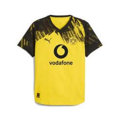 Męska koszulka domowa authentic PUMA Borussia Dortmund 25/26. Czarne koszulki sportowe męskie Puma, m, bez wzorów, bez kołnierzyka, bez ramiączek, do piłki nożnej. Za 659.00 zł.
