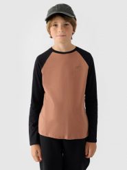4F Longsleeve regular gładki chłopięcy - beżowy 152 (11-12 lat). Brązowe t-shirty dla chłopców 4f, bez wzorów, z bawełny, bez ramiączek. W wyprzedaży za 29.99 zł.