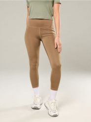 Legginsy sportowe z wysokim stanem - brązowy. Brązowe legginsy damskie Sinsay, l, bez wzorów, z podwyższonym stanem. W wyprzedaży za 17.99 zł.