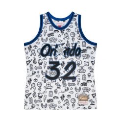 Jersey Orlando Magic NBA Doodle Swingman 1994 Shaquille O'Neal. Białe koszulki sportowe męskie Mitchell & Ness, bez wzorów, z jersey, bez kołnierzyka, bez ramiączek, do koszykówki. Za 636.50 zł.