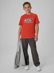 4F T-shirt regular z nadrukiem chłopięcy - czerwony 146 (10-11 lat). Czerwone t-shirty dla chłopców 4f, bez wzorów, z bawełny, bez ramiączek. Za 49.99 zł.