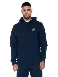 Bluza z bawełna z kaptur na czas wolny na co dzień. Niebieskie bluzy męskie LEONE 1947 APPAREL, bez wzorów, z bawełny, bez kaptura. Za 63.11 zł.