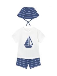 Mayoral Komplet t-shirt i spodenki 1666 Niebieski Regular Fit. Niebieskie szorty dla chłopców Mayoral, bez wzorów, z bawełny. Za 139.99 zł.