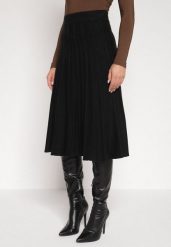 Czarna Rozkloszowana Plisowana Spódnica Dzianinowa Tussana. Czarne spódnice damskie Born2be, l, bez wzorów, z dzianiny, biznesowe, z podwyższonym stanem, midi, proste. Za 79.99 zł.