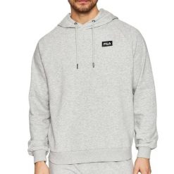 Bluza z kapturem Fila Belfort. Szare bluzy męskie Fila, l, bez wzorów, z bawełny, z kapturem. Za 129.00 zł.