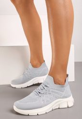 Szare Buty Sportowe z Elastyczną Wsuwaną Cholewką i Wkładką ze Skóry Naturalnej Rantia. Szare obuwie sportowe damskie Renee, bez wzorów, z gumy. Za 49.99 zł.