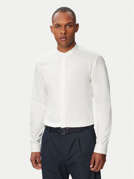 HUGO Koszula Kaleb 50544949 Biały Slim Fit. Białe koszule męskie Hugo, m, bez wzorów, biznesowe, bez kołnierzyka, bez ramiączek. Za 449.99 zł.
