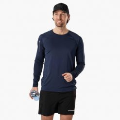 Koszulka treningowa męska Swedemount Core Training L/S Tee szybkoschnąca. Niebieskie koszulki sportowe męskie SWEDEMOUNT, l, bez wzorów, z materiału, bez kołnierzyka, bez ramiączek, do biegania. Za 99.99 zł.