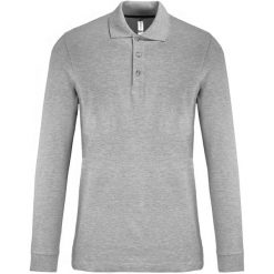 Koszulka polo z długim rękawem Kariban. Szare bluzki z długim rękawem męskie KARIBAN, xl, bez wzorów, z bawełny, eleganckie, bez kołnierzyka. Za 189.00 zł.