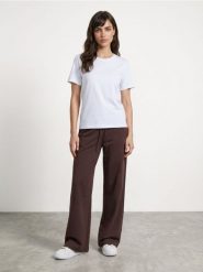 Spodnie wide leg z grubej prążkowanej dzianiny - czerwony. Czerwone spodnie materiałowe damskie Sinsay, l, bez wzorów, z dzianiny. Za 49.99 zł.