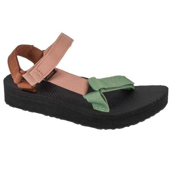 Sandały Damskie Midform Universal Platform. Czarne sandały damskie Teva, bez wzorów, z gumy, bez obcasa, na platformie, bez zapięcia. Za 411.99 zł.