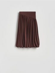 Spódnica typu bombka - ciemnobrązowy. Brązowe spódnice damskie Reserved, l, bez wzorów, z dzianiny, bombki. Za 139.99 zł.