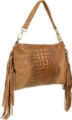 Vera Pelle Beżowa damska włoska skórzana torebka frędzel pozioma Z24. Brązowe torebki do ręki damskie Vera Pelle, bez wzorów, bez dodatków. Za 131.99 zł.