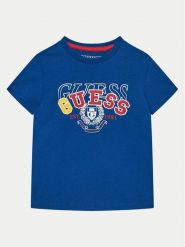 Guess T-Shirt N5RI00 K8HM4 Niebieski Regular Fit. Niebieskie t-shirty dla chłopców Guess, z aplikacjami, z bawełny, bez ramiączek. Za 59.99 zł.