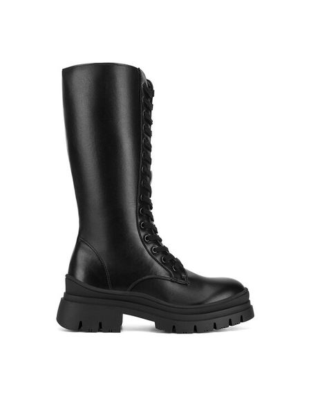 Jenny Fairy Kozaki WYL3909-1 Czarny. Czarne kozaki damskie Jenny Fairy, z materiału, bez obcasa, na płaskiej podeszwie. Za 229.99 zł.