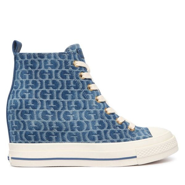 Trampki Guess. Niebieskie trampki i tenisówki damskie Guess, z aplikacjami, bez zapięcia. Za 444.99 zł.