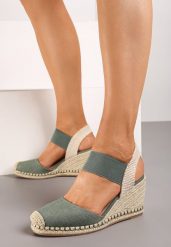 Zielone Sandały Espadryle na Plecionym Koturnie Batulia. Zielone sandały damskie Renee, bez zapięcia. Za 44.99 zł.