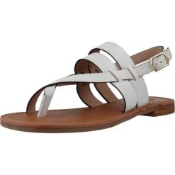 Sandały GEOX D MADDALUSIA Biały. Białe obuwie sportowe damskie Geox, bez wzorów, ze skóry, bez obcasa, bez zapięcia. Za 292.99 zł.
