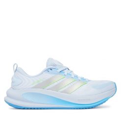 Buty do biegania adidas. Niebieskie obuwie sportowe damskie Adidas, bez wzorów, do biegania. Za 399.99 zł.