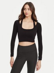 Guess Bluzka V5YP06 Z3OA0 Czarny Slim Fit. Czarne bluzki damskie Guess, l, z aplikacjami, z poliamidu, bez kołnierzyka, bez ramiączek. Za 179.99 zł.