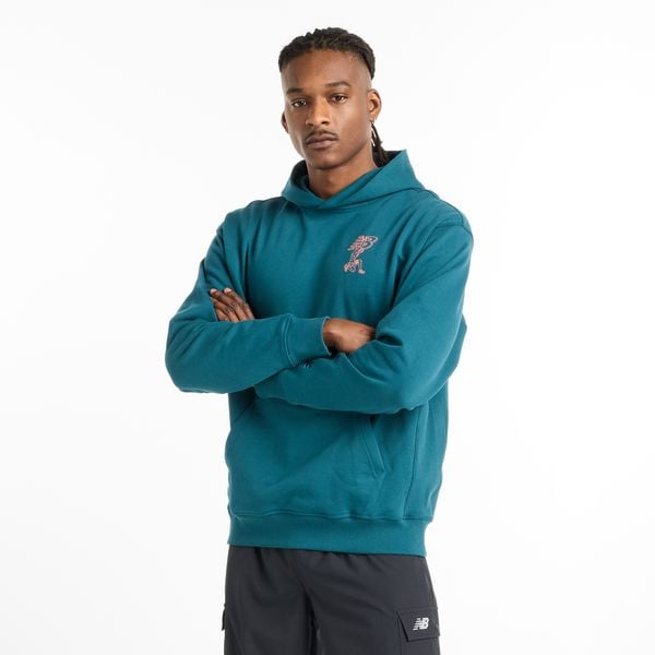 Bluza męska New Balance MT51979DOE – niebieska. Niebieskie bluzy męskie New Balance, m, bez wzorów, z bawełny, z kapturem. Za 269.99 zł.