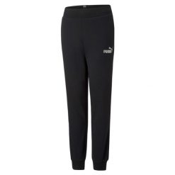 Spodnie Dresowe Sportowe Dziewczęce Puma Ess+ Fl Cl. Czarne spodnie sportowe dla dziewczynek Puma, bez wzorów, z dresówki. Za 134.40 zł.