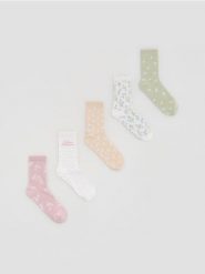 Skarpetki z włóknem bambusowym 5 pack - pastelowy róż. Czerwone skarpety damskie Reserved, bez wzorów, z włókna. Za 49.99 zł.