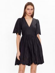 TWINSET Sukienka letnia 231TT2301 Czarny Regular Fit. Czarne sukienki damskie Twinset, na lato, bez wzorów, z bawełny, bez kołnierzyka, bez ramiączek. Za 1,769.00 zł.