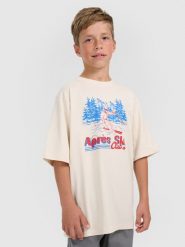 4F T-shirt loose z nadrukiem chłopięcy - biały 134/140 (8-10 lat). Białe t-shirty dla chłopców 4f, bez wzorów, z bawełny, bez ramiączek. Za 49.99 zł.