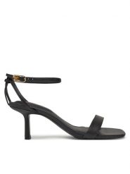Tommy Hilfiger Sandały Leather Knots Kitten Sandal FW0FW08424 Czarny. Czarne sandały damskie Tommy Hilfiger, bez wzorów, ze skóry, bez obcasa, na szpilce, bez zapięcia. Za 379.99 zł.