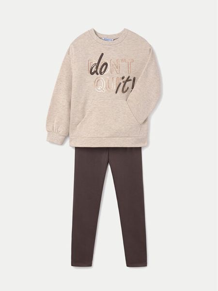 Mayoral Komplet bluza i legginsy 7753 Brązowy Regular Fit. Brązowe bluzy dla dziewczynek Mayoral, bez wzorów, z bawełny. Za 129.99 zł.