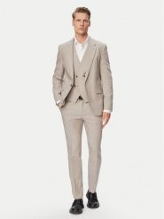 HUGO Garnitur Arti/Hesten242V1X 50559671 Beżowy Extra Slim Fit. Brązowe garnitury męskie Hugo, bez wzorów, z bawełny. Za 2,599.00 zł.