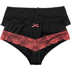 Figi "panty" (2 pary) bonprix czarno-koralowy + czarny. Figi damskie marki KALENJI. Za 49.98 zł.