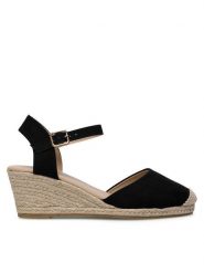 Jenny Fairy Espadryle WYL2610-2 Czarny. Czarne sandały damskie Jenny Fairy, bez wzorów, z materiału, bez obcasa, bez zapięcia. Za 69.99 zł.