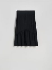 Wzorzysta spódnica z wiskozy - czarny. Czarne spódnice damskie Reserved, l, bez wzorów, z wiskozy, rozkloszowane. W wyprzedaży za 69.99 zł.