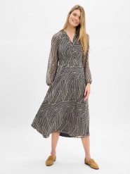 More & More Damska sukienka midi Kobiety niebieski|zielony|szary wzorzysty, 34. Niebieskie sukienki damskie More & More, bez wzorów, z szyfonu, bez kołnierzyka, bez ramiączek, midi. Za 679.95 zł.