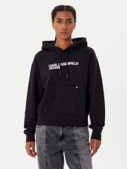Karl Lagerfeld Jeans Bluza A2W20053 Czarny Regular Fit. Czarne bluzy damskie Karl Lagerfeld Jeans, xs, bez wzorów, z bawełny, bez kaptura. Za 389.99 zł.