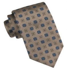 Klasyczny, Męski Krawat - Szeroki - Chattier - Beż w Grochy. Krawaty i muchy Chattier, bez wzorów, z tkaniny, eleganckie. Za 49.00 zł.