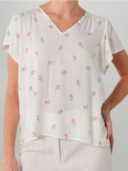 Wiskozowa bluzka - wielobarwny. Bluzki damskie Sinsay, l, bez wzorów, z wiskozy, bez kołnierzyka, bez ramiączek. Za 25.99 zł.