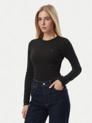 Tommy Jeans Bluzka DW0DW23524 Czarny Slim Fit. Czarne bluzki damskie Tommy Jeans, xl, bez wzorów, z bawełny, bez kołnierzyka, bez ramiączek. Za 189.99 zł.