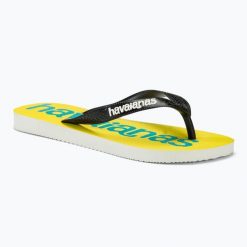 Japonki Havaianas Top Logomania 2 white /. Żółte klapki damskie Havaianas, bez wzorów, z materiału, eleganckie, bez obcasa. Za 119.99 zł.
