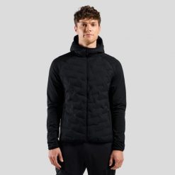 Kurtka hybrydowa męska ODLO Zeroweight Insulator Mid Layer Hoody Full Zip. Czarne kurtki męskie Odlo, m, bez wzorów, z dżerseju, z kapturem. Za 899.99 zł.