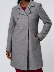 Płaszcz z guzikami ozdobnymi - szary. Szare płaszcze damskie Sinsay, l, bez wzorów, bez kaptura. Za 119.99 zł.