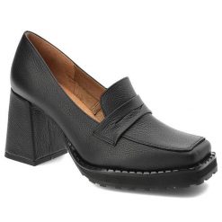 Czarne Półbuty Exquisite Eleganckie Skórzane Buty Damskie. Czarne półbuty damskie EXQUISITE, z aplikacjami, ze skóry, eleganckie, bez obcasa, na obcasie, bez zapięcia. Za 349.00 zł.